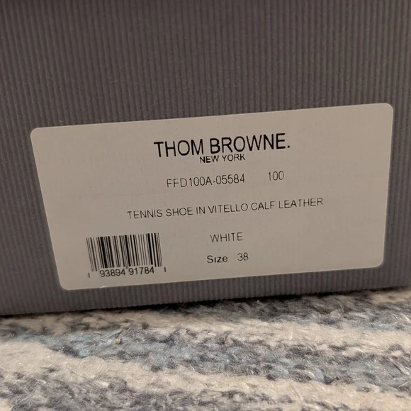 [Thom Browne] White Vitello Calf Tennis Sneakers Sz 38 - Picture 5 of 14